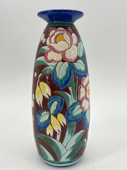 Charles CATTEAU (1880-1966). Vase Boch Keramis...