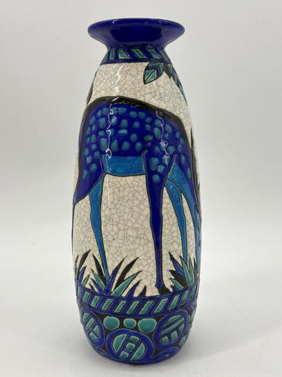 Charles CATTEAU (1880-1966). Vase Boch Keramis...