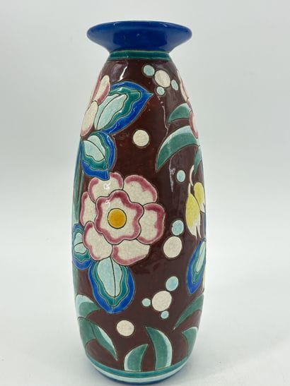 Charles CATTEAU (1880-1966). Vase Boch Keramis...