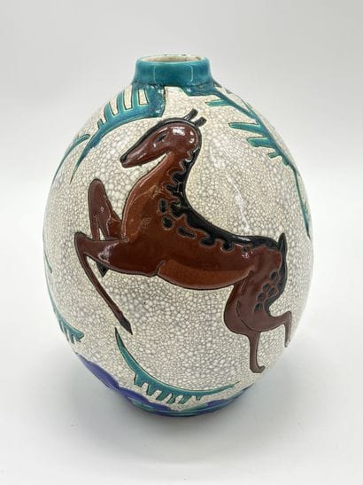 Charles CATTEAU (1880-1966). Vase Boch Keramis...