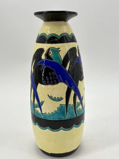 Charles CATTEAU (1880-1966). Vase Boch Keramis...