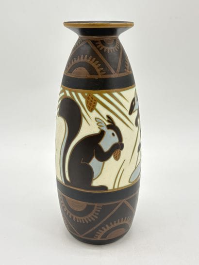 Charles CATTEAU (1880-1966). Vase Boch Keramis...
