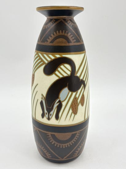 Charles CATTEAU (1880-1966). Vase Boch Keramis...