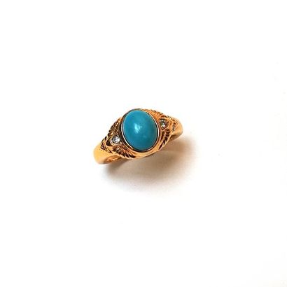 BAGUE en argent doré (vermeil) 925/°° à monture...