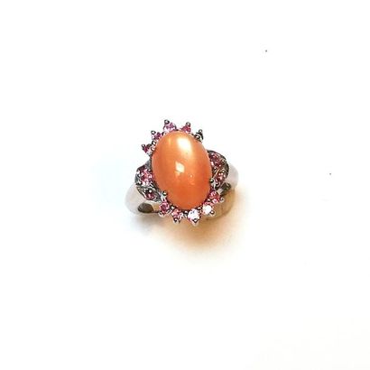 BAGUE marguerite en argent 925/°° centrée...