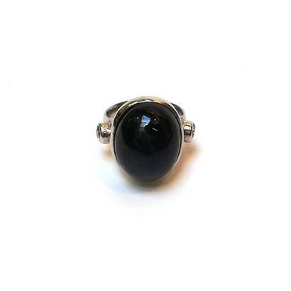 BAGUE en or gris 18k (750/°°) centrée d'un...