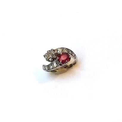 BAGUE TOI & MOI en or gris 18k (750/°°) ornée...