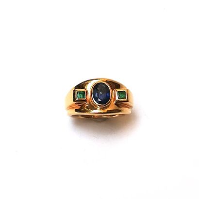 BAGUE en or jaune 18k (750/°°) à monture...