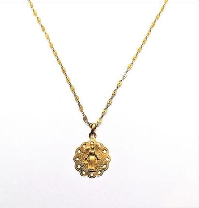 CHAINE ET PENDENTIF en or jaune 18K (750/°°),...