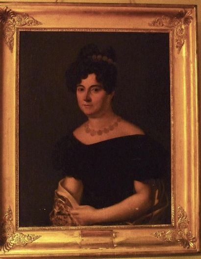 PARURE EN PERLES FINES et émail noir, en...