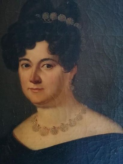 PARURE EN PERLES FINES et émail noir, en...