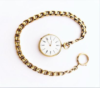 MONTRE A GOUSSET en or jaune 18K (750/°°),...
