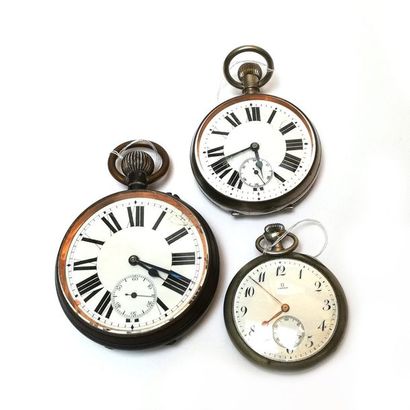 ENSEMBLE DE 3 Montres à gousset, métal et...