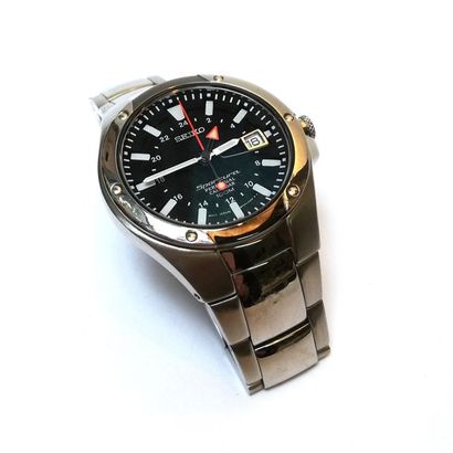 SEIKO SPORTURA Montre d'homme ronde en acier,...
