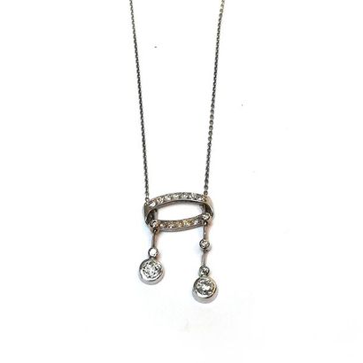 COLLIER NEGLIGE en or gris 18k (750/°°) serti...