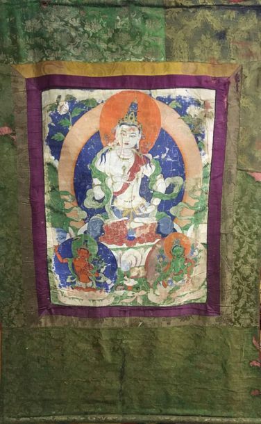 Tangka painting on canvas, Vajrasattva. Nepal,...