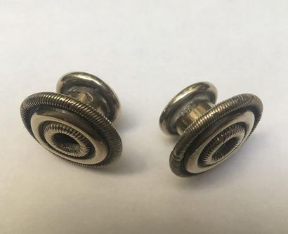 Pair of earrings. Silver plated metal. Indonesia,...