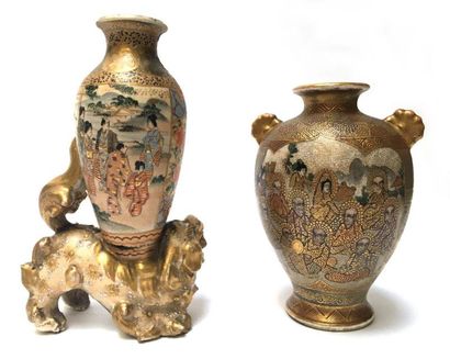 Two Satsuma porcelain vases decorated with...
