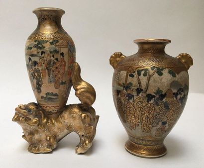 Two Satsuma porcelain vases decorated with...