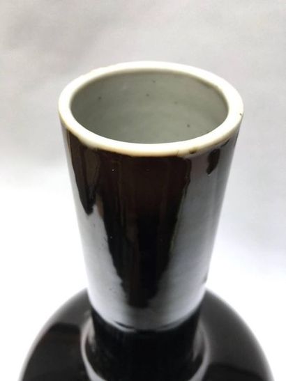 Porcelain bottle vase enamelled black mirror....