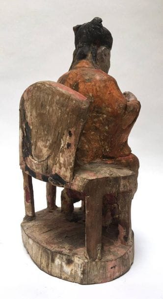 Dignitary seated reliquary in polychrome...