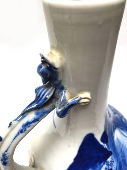 Porcelain pitcher, blue, white, the handle...