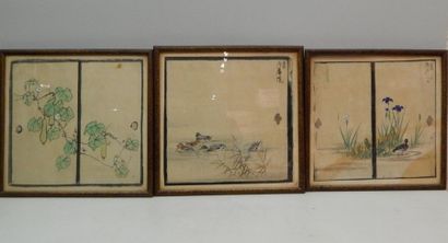 Three framed watercolours under glass of...
