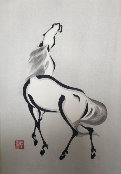 Seisan Aoyama. Trois estampes. Vers 1930