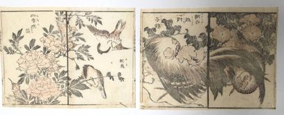 Taito, élève de Hokusaï. Deux planches de...