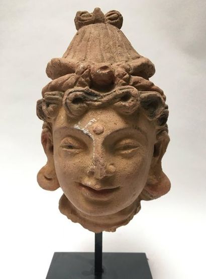 Terracotta woman's head. 
 
Greco-Buddhist...
