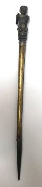 Kapala cup and its two bronze tattoo needles,...