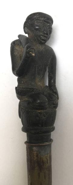 Kapala cup and its two bronze tattoo needles,...