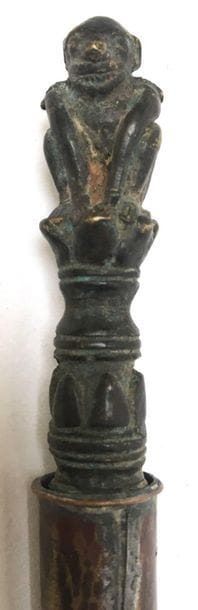 Kapala cup and its two bronze tattoo needles,...