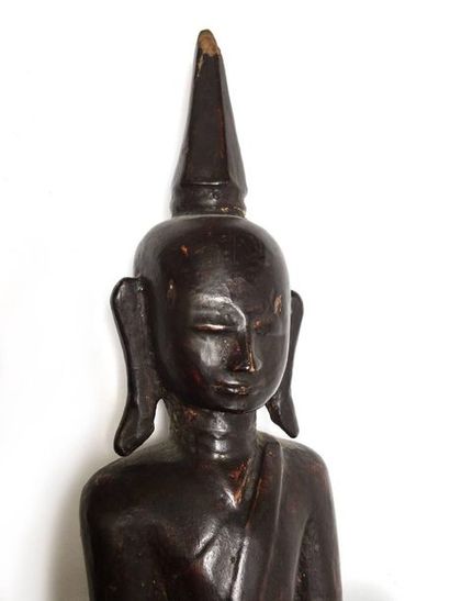 Wooden lacquered wooden Buddha Shan sitting...
