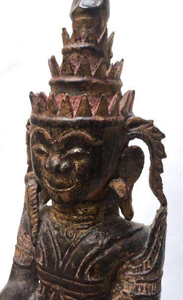Double Buddha out of lacquered wood Shan...