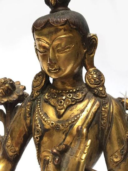 Tara sitting in gilt bronze. Nepal, 20th...