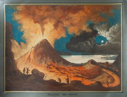 ENSEMBLE de 3 oeuvres sur papier : Eruzione...