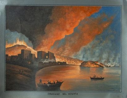 ENSEMBLE de 3 oeuvres sur papier : Eruzione...