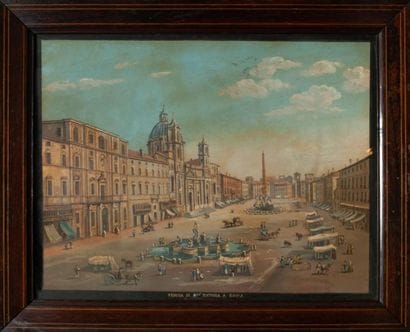 Veduta di plazza Navona a Roma

Gouache sur...
