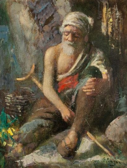 Vieux berger assis

Huile sur toile marouflée...