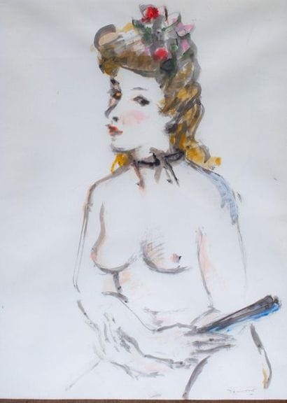 ECOLE CONTEMPORAINE

Elégante à l'éventail

Aquarelle...