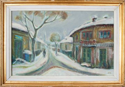 Ecole roumaine

Rue enneigée

Huile sur toile,...