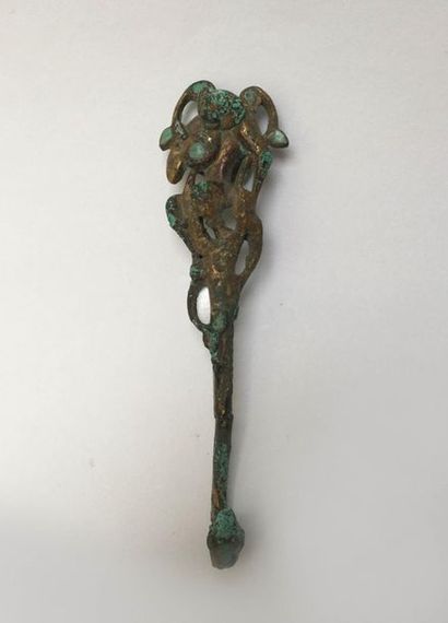 Monkey fibula. This rare bronze fibula has...