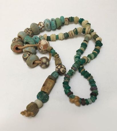 Necklace made of painted terracotta beads,...
