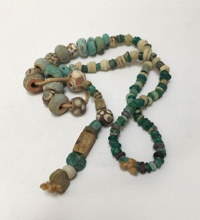 Necklace made of painted terracotta beads,...