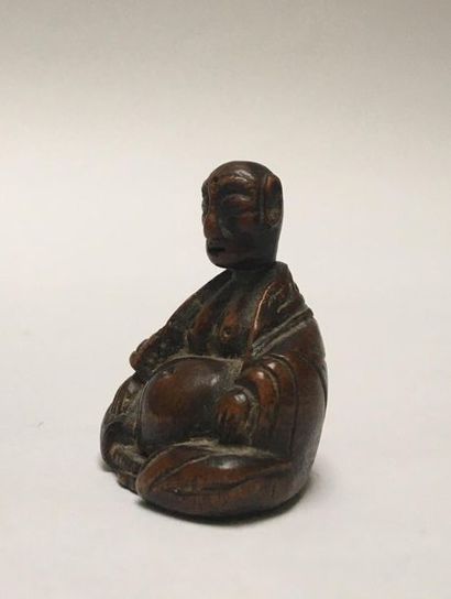 Old Buddha made of zhitan wood, with a patina...