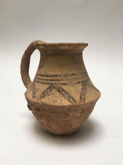 Small terracotta pot, painted with a bistre...