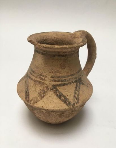 Small terracotta pot, painted with a bistre...
