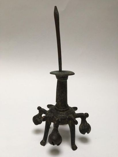 Quadripod kohl vase decorated with bells...