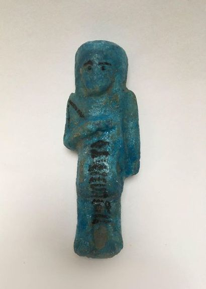 Chaouabti dizainier in blue enamelled earthenware...